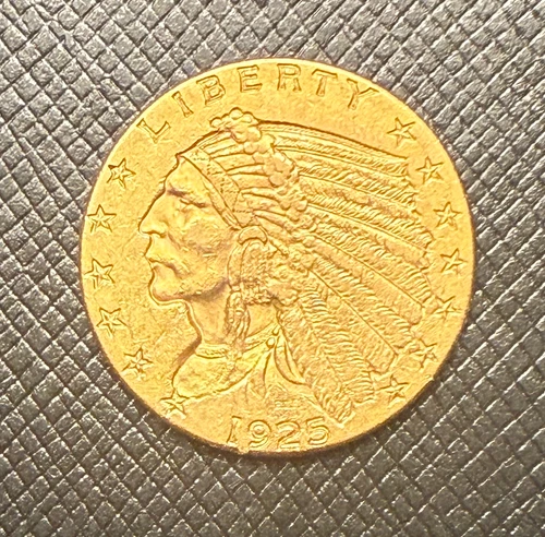 US 1925D Gold $2 1/2 Dollars Indian Head Circulated
