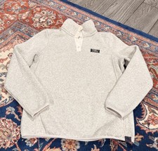 L.L. Bean Fleece Sweater Women s Small Pullover 1/4 Snap Buttons Oatmeal Beige