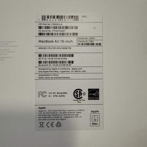 MacBook Air 15 M2 2023 M2 8-Core CPU/10-Core GPU 1TB 16GB Midnight AppleCare+ - Afbeelding 7 van 18