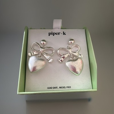 Piper K Silver  Bow with  Heart -New nickel free