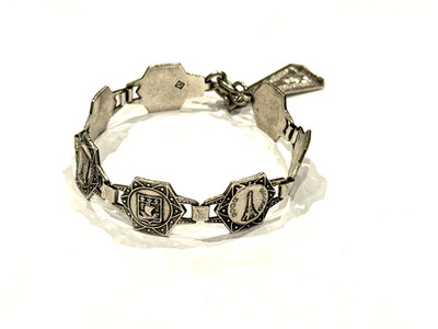 FILIGRANE DEPOSE ART DECOSILVER BRACELET PARIS EIFFEL TOWER FRANCE NOTRE DAME 7''