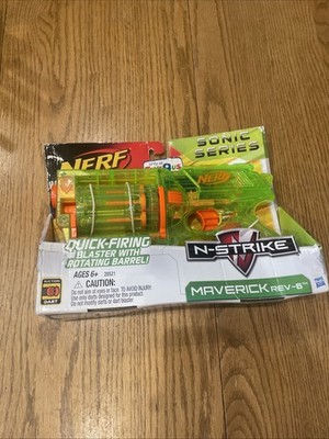 Vintage 2004 Transparent Green Nerf N-Strike Sonic Series Maverick Rev-6 Rare