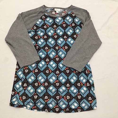 Lularoe Disney Collection Randy Raglan Gray & Blue Mickey Mouse Print XL