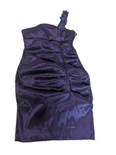 Blondie Nites by Stacy Sklar Purple One Shoulder Beaded Mini Dress Size 11 Prom