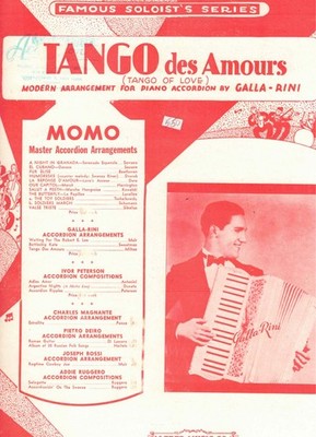 TANGO des AMOUR BY ANTHONY GALLA- RINI ACCORDION SOLO SHEET MUSIC NOS