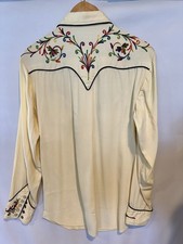 Rare Vintage 1950s California Ranchwear Chainstitch Embroidered Western Shirt