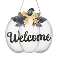 Fall Pumpkin Decoration Wooden Pumpkin Door Wreath for Front Door Sign Wall S...