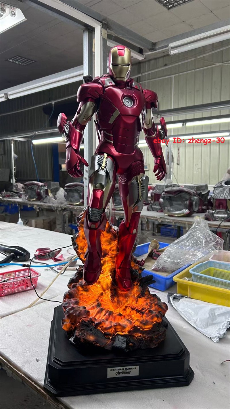 Statua in resina H89CM Iron Man MK7 1/3 GK dipinta illuminata in magazzino foto 5