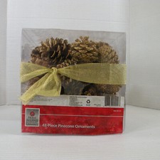 48 Piece Gold Pine Cone Ornaments Home Accents Holiday Christmas New In Box