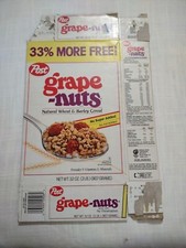 Vintage 1989 Post Raisin Grape Nuts Cereal Box Flat Empty Used Ooooomph