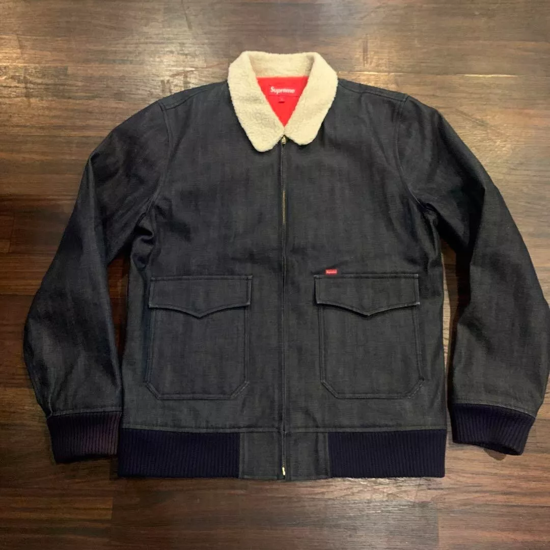 Blouson bomber boa denim suprême taille L occasion rare