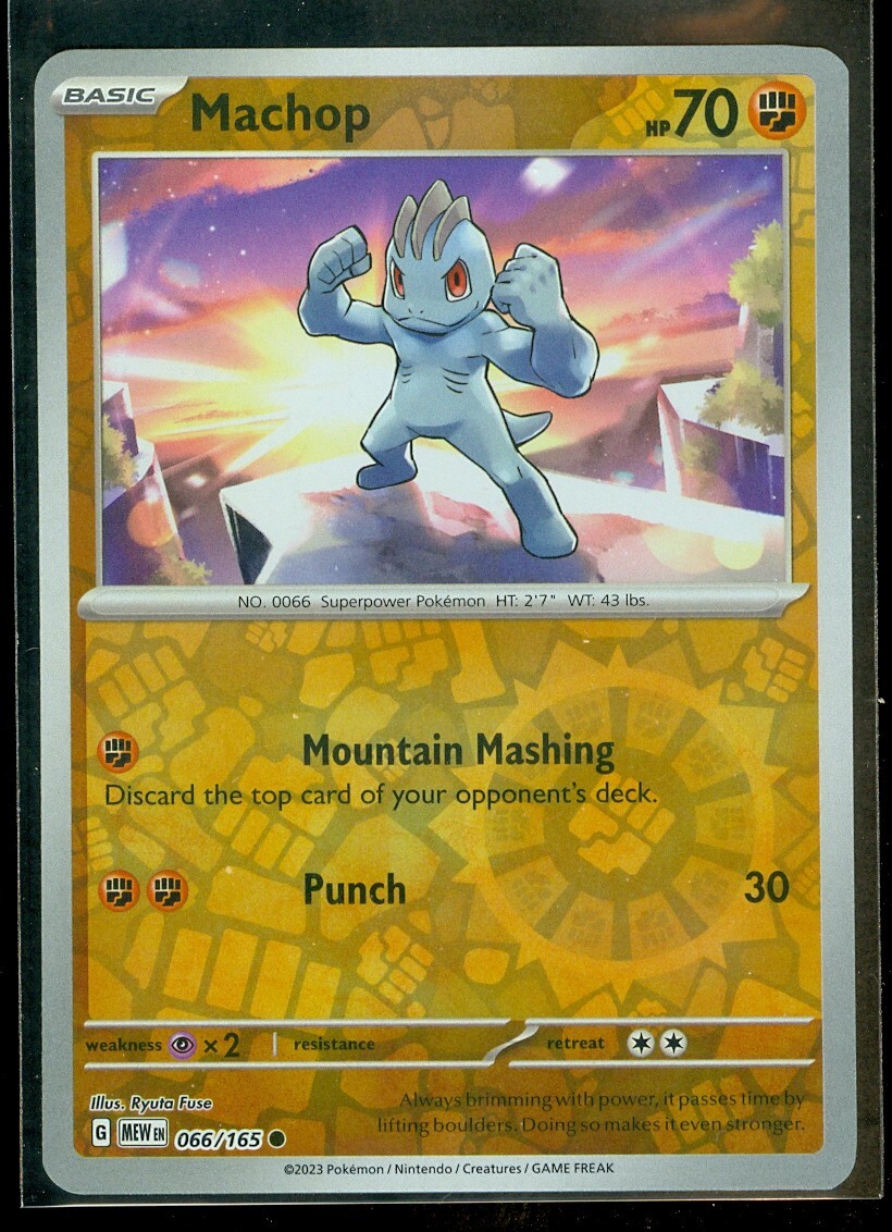 Pokemon MACHOP 066/165 Pokemon 151 - Rev Holo - - MINT