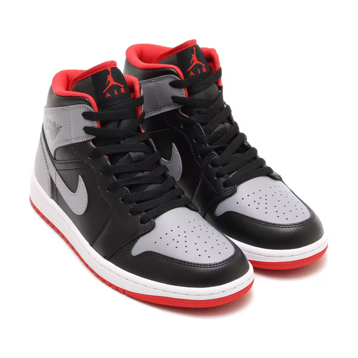 AIR JORDAN 1 MID W サイズ27.5cm Black&Red美品 NEW* Men Air Jordan 1 Mid Black / Varsity Red-Summit Red