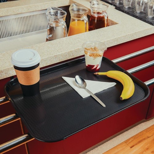 Black plastic fast food serving tray ideal for restaurant, pub, canteen & hotel - Picture 15 of 16