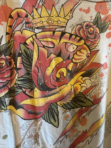 Brad Butter T-Shirt Mens 2XL Brown Dragon Vintage Y2K MMA Style Print Bling - Picture 4 of 7