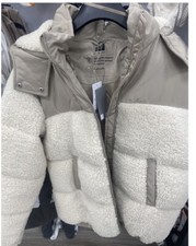F&f Teddy Fleece Borg Beige Cream Jacket Coat Size L Large Y2k Autumn Tesco