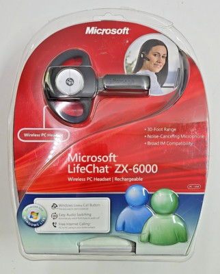 SEALED Microsoft LifeChat ZX-6000 Wireless PC Headset Rechargable Vintage New