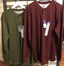 Alpine Lakes TWO(2) Henley Thermal  Long Sleeve Shirts Sz Large NWT Waffle Knit