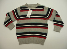 Gymboree Sweater Boys Size XS 3-4 Grey Blue  Red Striped Sweater New