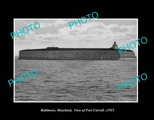 OLD LARGE HISTORIC PHOTO BALTIMORE MARYLAND VIEW OF FORT CARROLL c1915 ...
