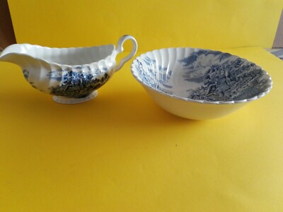 Sauciere und Schale Johnson Bros happy  England blau