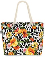 Void Tasche Gelbe Pfingstrosen Leo-Print Leopard Leopardenmuster