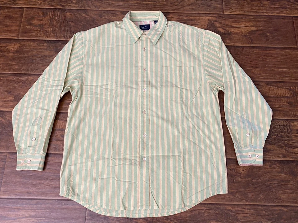 Indigo Palms Mens Dress Striped Button Down Long Sleeve Pocket Shirt Size Large - Image 2 of 4