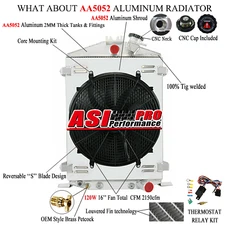 4 Row Radiator Shroud Fan For 1932 Ford Hi/High Boy Street Rat Rod Chevy Motor