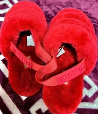 UGG Womens Super Fluff Red Slippers Size 7