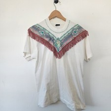 Vintage Screen Stars Western Fringe Shirt Large Made in USA