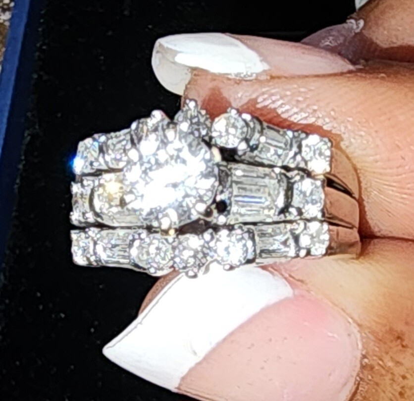Keepsake Size 7 Engagement/Wedding Ring Set - Gold/White | eBay