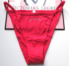 VICTORIA'S SECRET PINK Ribbed Cotton High Leg String Bikini Panty VS Red M XL