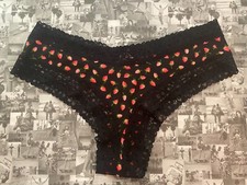 NWT Victoria's Secret COTTON LACE WAIST CHEEKY Panty Lace Waist Strawberries XL