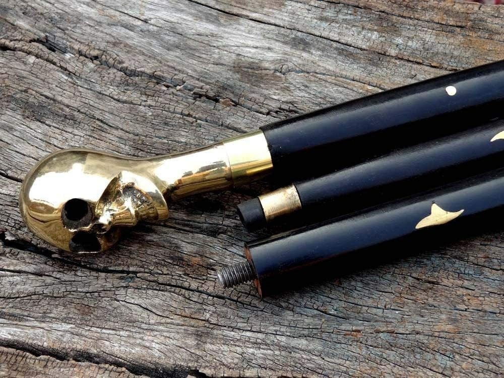 Collectable Solid Brass Men Skull Head Treat Vint… - image 5