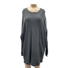 Free People Waffle Knit Oversized Dolman Sleeve Tunic Pullover Gray Women XS