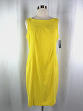 AGB Dress Women's Sleeveless Sheath Dress 10 Preppy Classic Dress Yellow Stretch