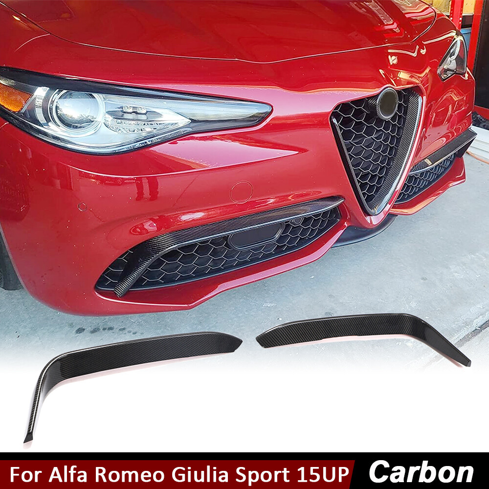 For Alfa Romeo Giulia Sport 16UP REAL CARBON Front Bumper Splitters Canard Fins