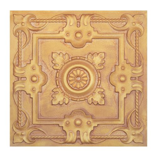 Pressed Tin Ceiling Tile Emboss wall panels PL29 Vintage brown gold 10pcs - 第 1/21 張圖片