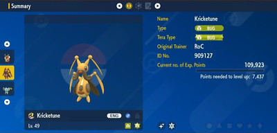 Pokemon Scarlet & Violet 6IV Shiny KRICKETUNE Max EVs