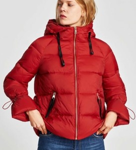 zara red puffer jacket