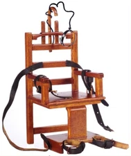 Dollhouse Miniature - "Old Sparky" Electric Chair Walnut w/ Straps 1/12 scale