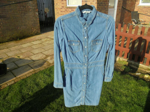 white christmas dresses Button Detail Denim Dress-Indigo Wash