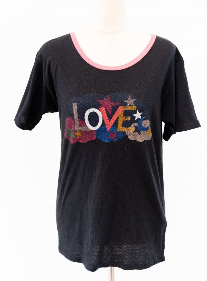 T shirt Saint Laurent nera stampa 'amore'