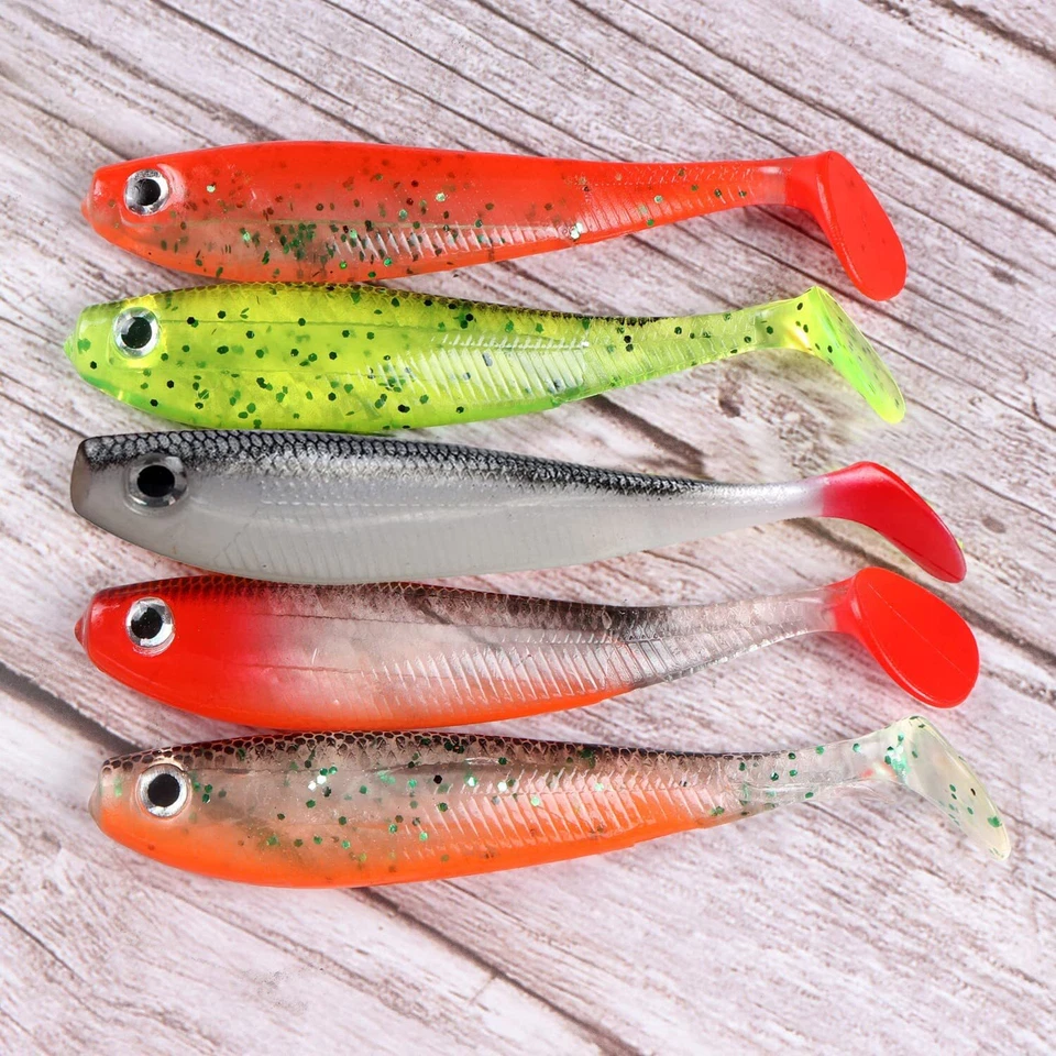 Lot de 5 poissons en caoutchouc avec tube lumineux 12 cm | leurres en caoutch... - Photo 4/4