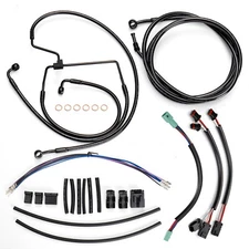 For Harley 12" Handlebar Extended Clutch Brake Line Kit for Touring 14-16 N/ABS