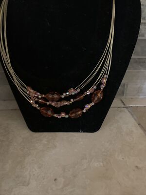 Rebecca Malone Topaz Amber Beads accents Fall Orange necklace NWT