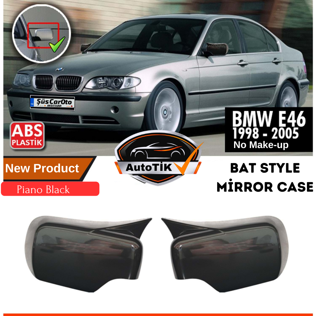 For BMW E46 3 Series 1998-2005 Batman Bat Wing Mirror Cover Piano