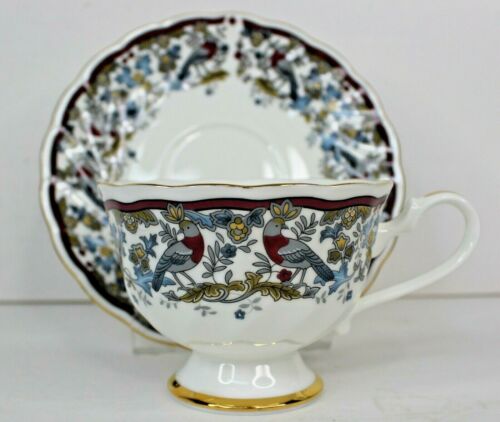 Yamaka International Bone China Teacup and Saucer Japan Birds and Floral - Picture 4 of 8