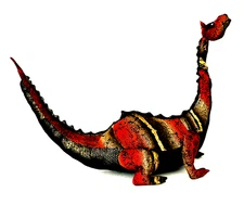 Dinasaur Fabric Art Sculpture Doll  34" Handmade Stuffed Painted Posable OOAK