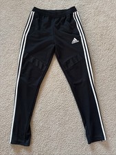 Adidas Youth 3 Stripe Training Pants - L UK 13-14Y - Black Tapered Climacool